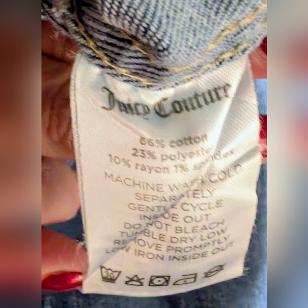 Juicy Couture EUC Cropped Denim Trucker Jacket Light Wash Large - Picture 5 of 5